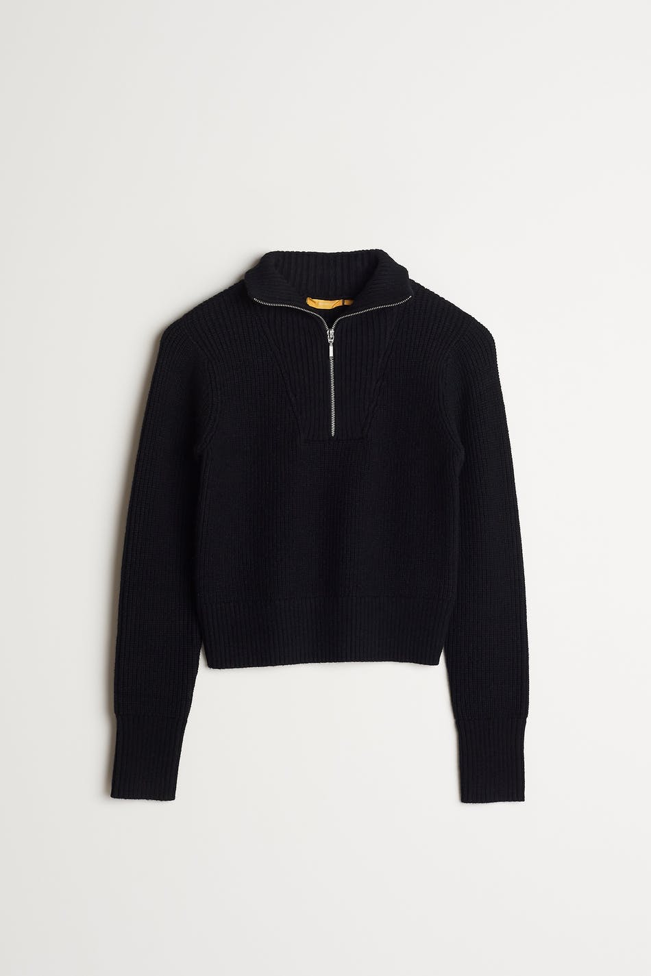 S knit half zipper - Black - Gina Tricot