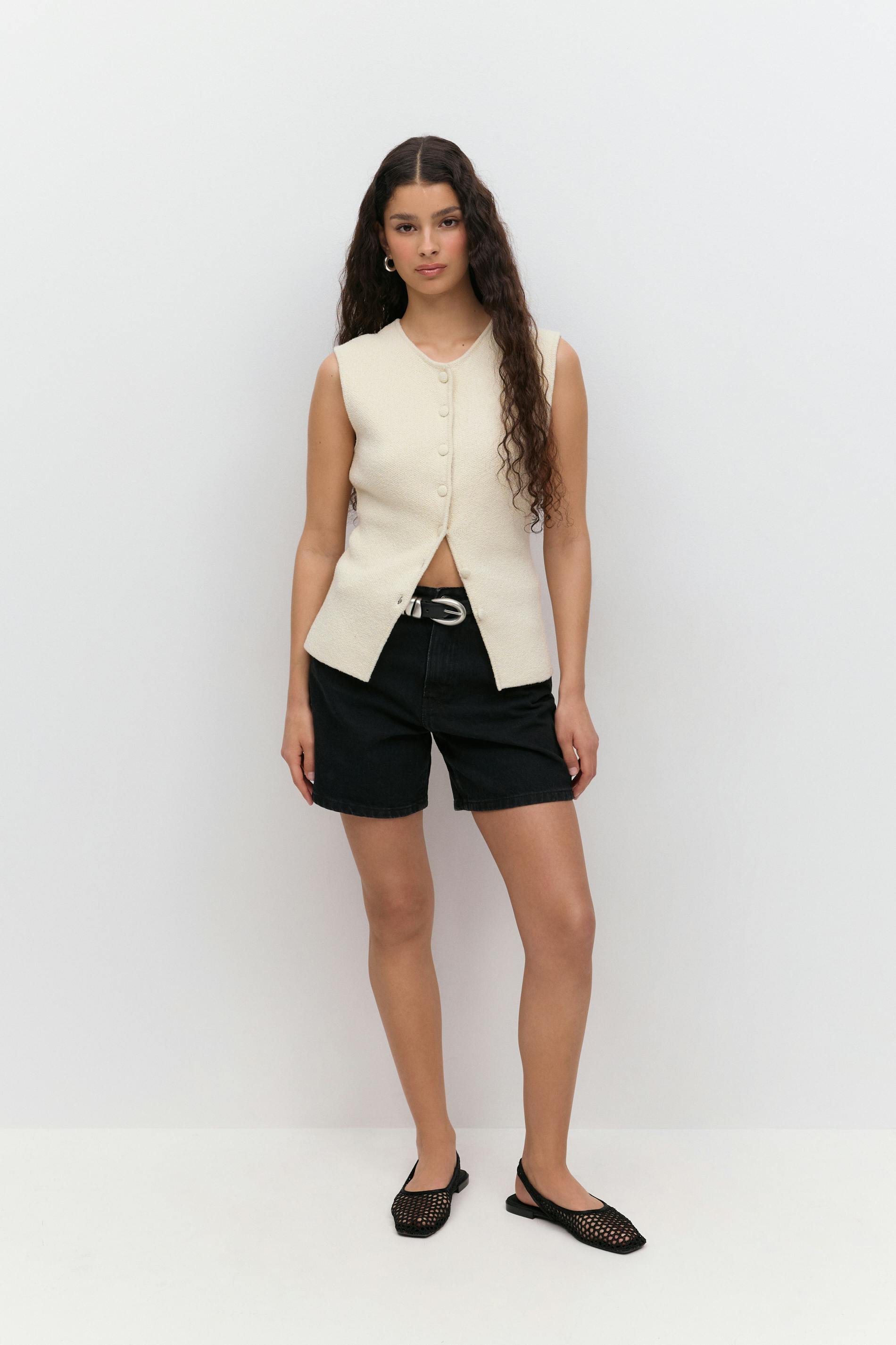 Gina Tricot - High waist denim shorts - Denim shorts - Zwart - 34 - Dames
