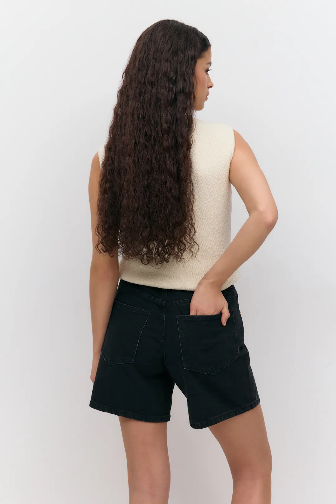 High-waist denim shorts for ladies