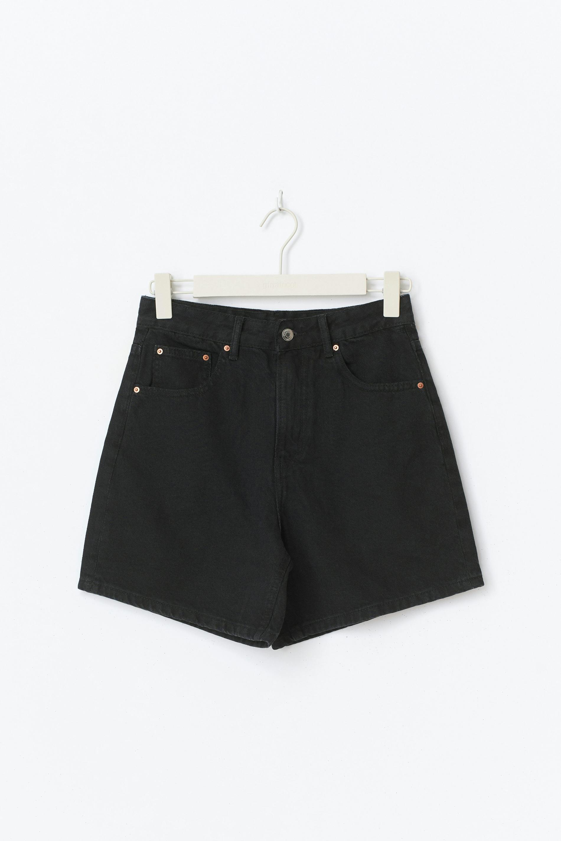 Gina Tricot - High waist denim shorts - Denim shorts - Sort - 44 - Dame