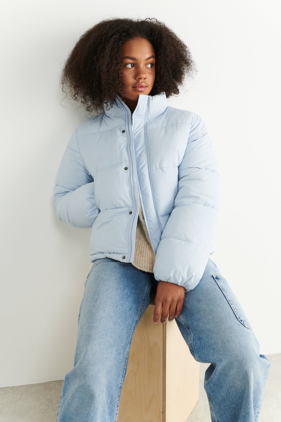 Y puffer jacket Blue Gina Tricot