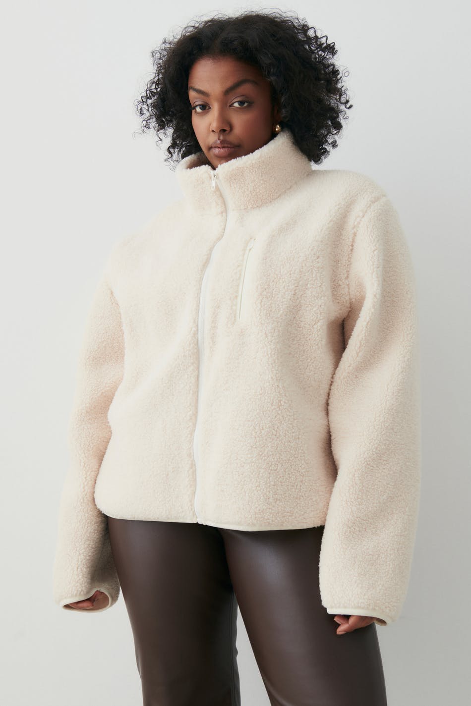 Anisa teddy jacket - White - Women - Gina Tricot