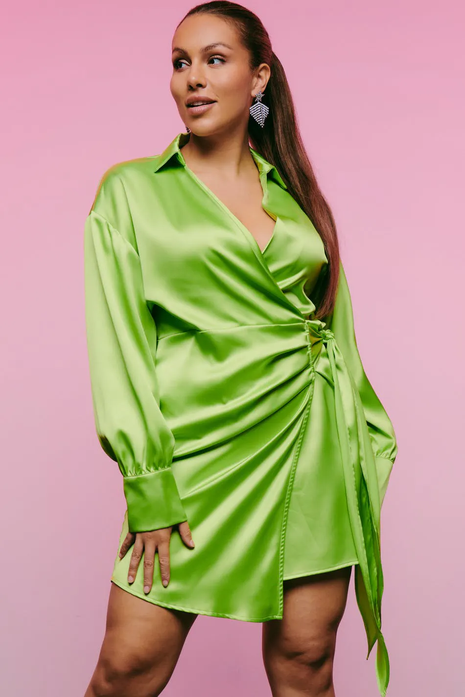 satin dress - Green - Women - Gina Tricot