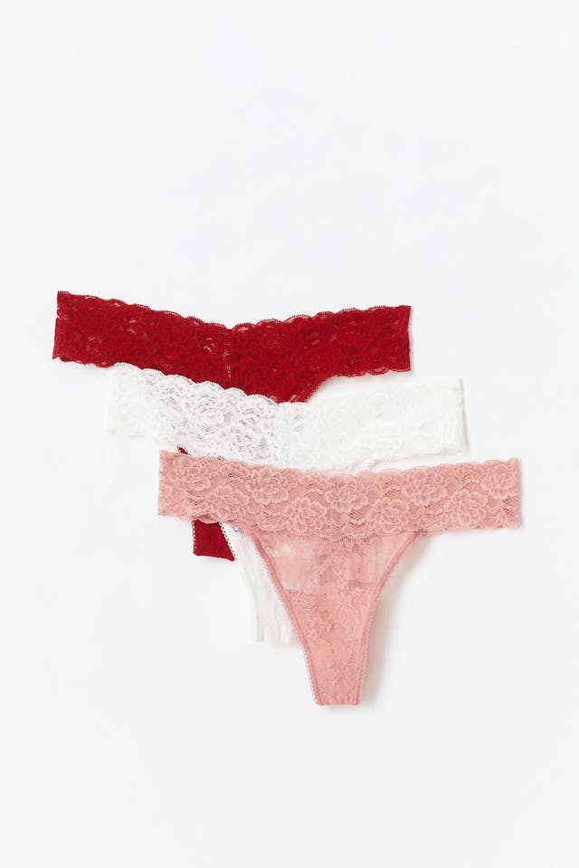 3-pack lace string - Rood - Dame - Gina Tricot