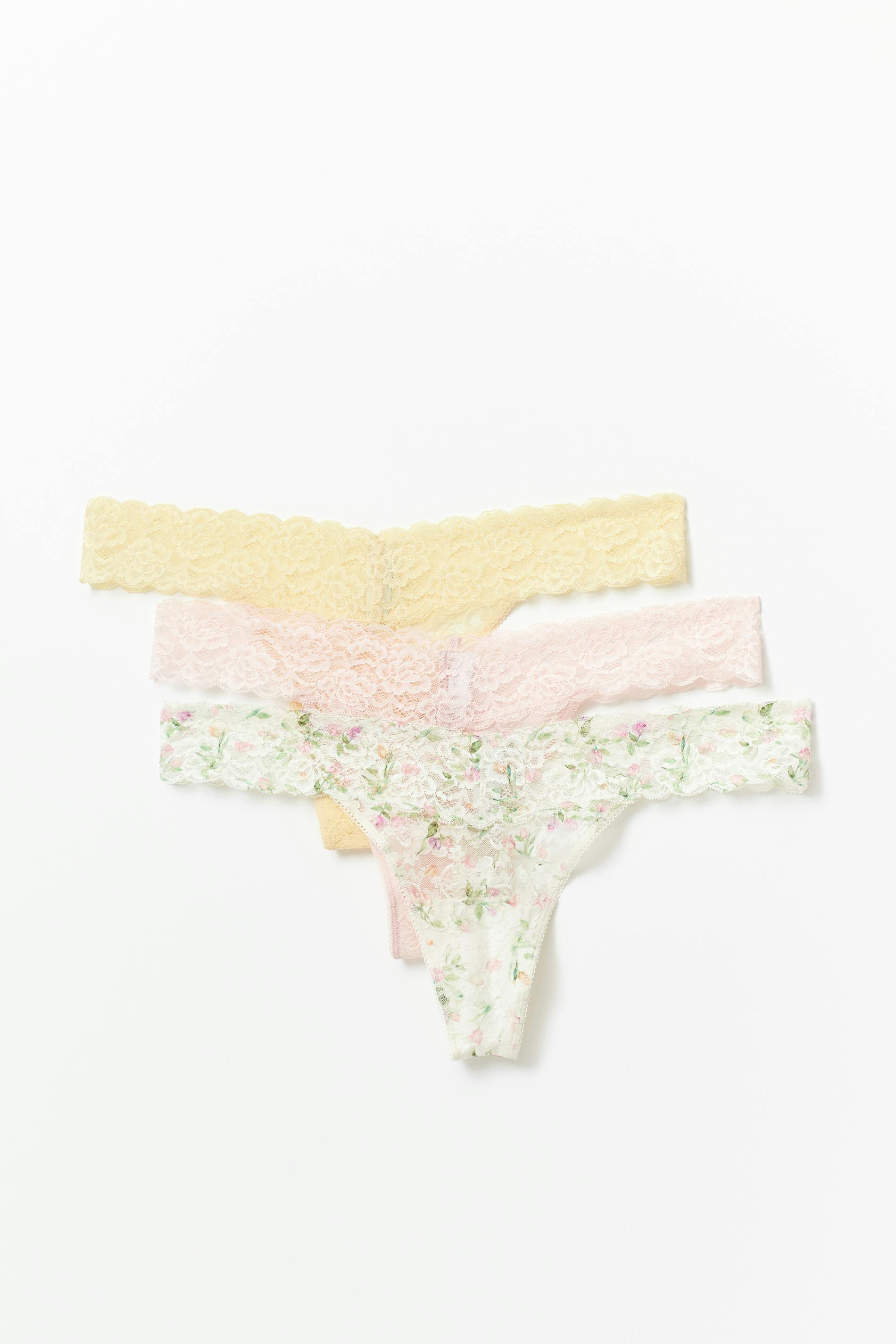 Gina Tricot - 3-pack lace string - truser-3-pack - Gul - S - Dame