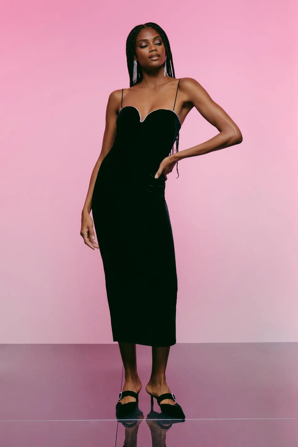 velvet dress - Black - Women