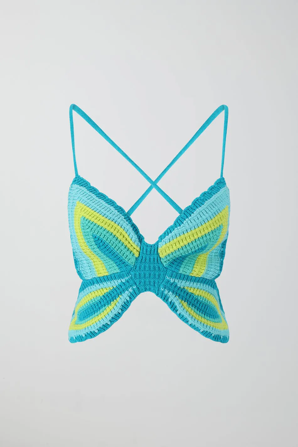 Butterfly crochet top - Blue - Women - Gina Tricot