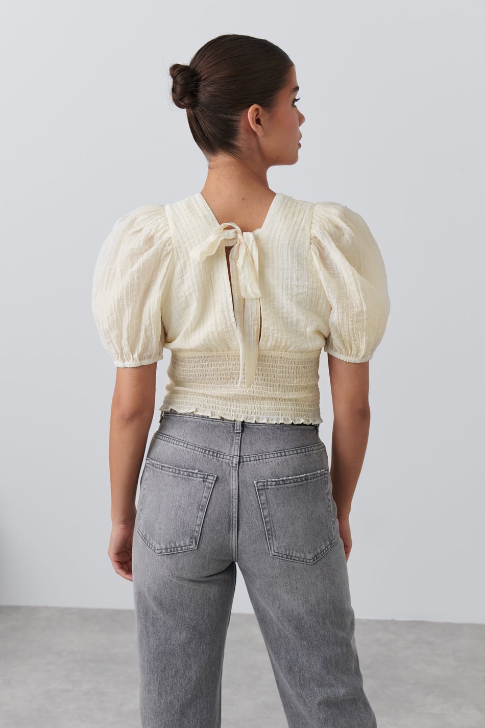 Puff sleeve top White Women Gina Tricot