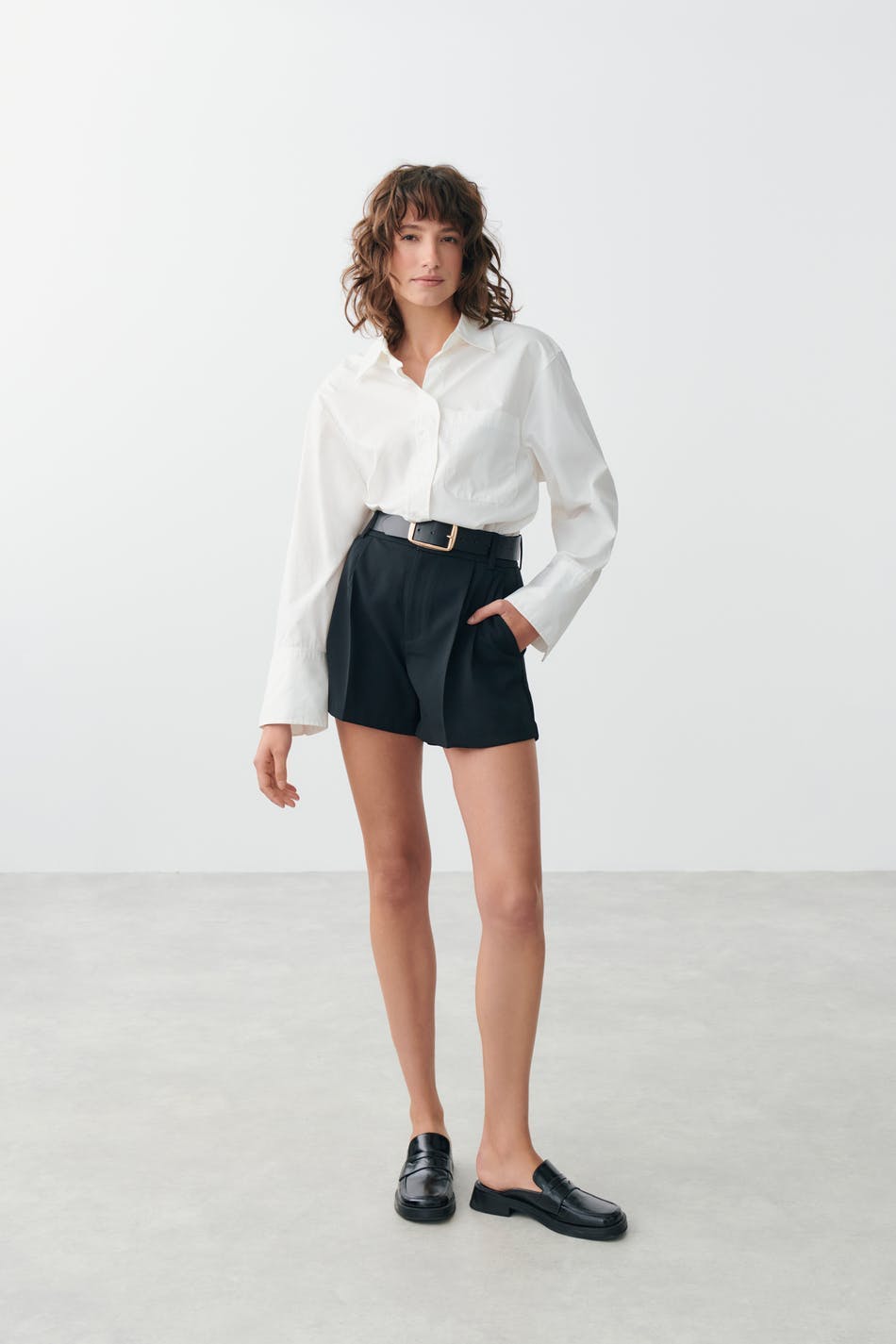 Hot ladies black tailored shorts Outlet Online