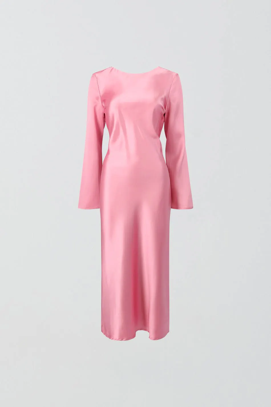 3/4 long sleeve dress A-Line Tea Length Satin Mother of the Bride Dresses COCOMELODY CM0344, Hot Fuchsia