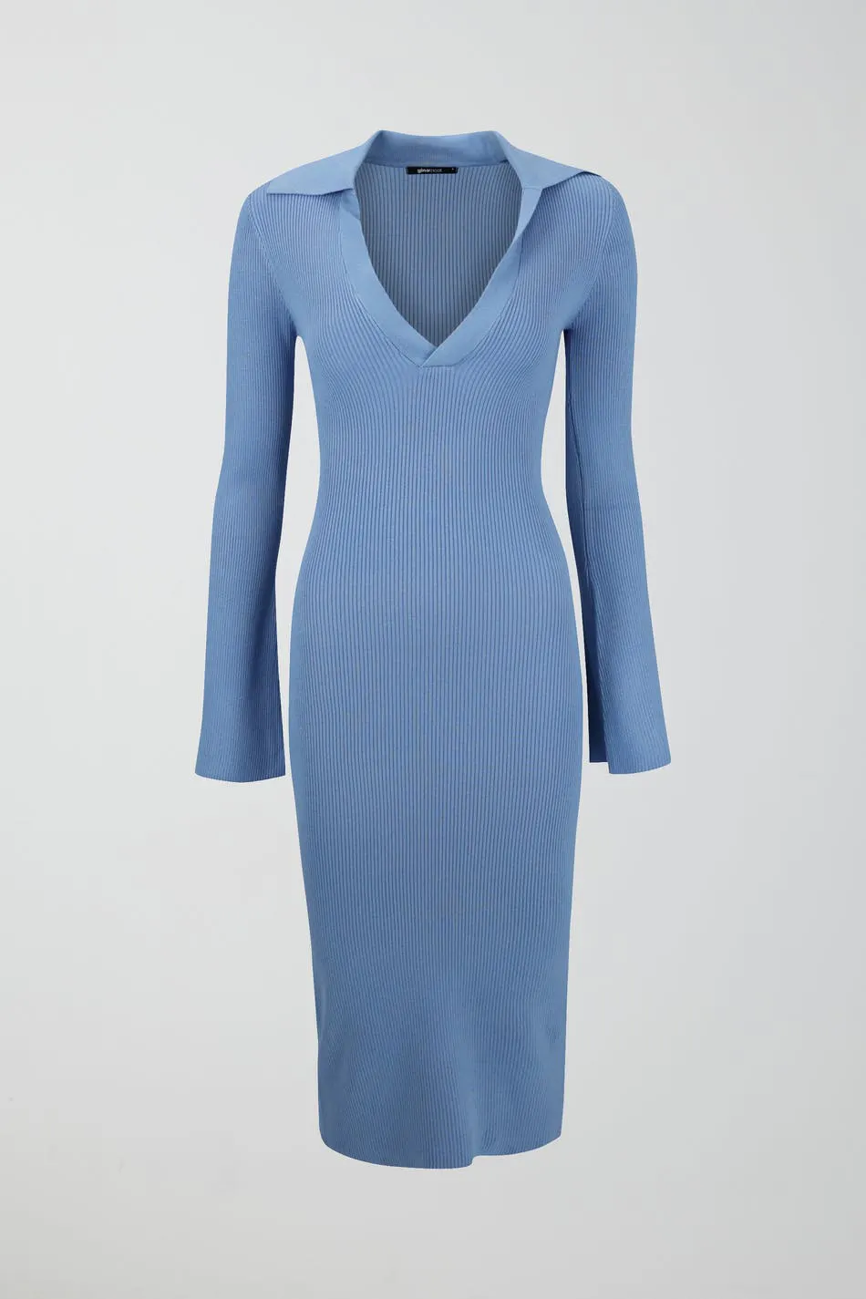 Collar knitted dress - Blue - Women - Gina Tricot Collar knitted dress - Blue - Women - Gina Tricot
