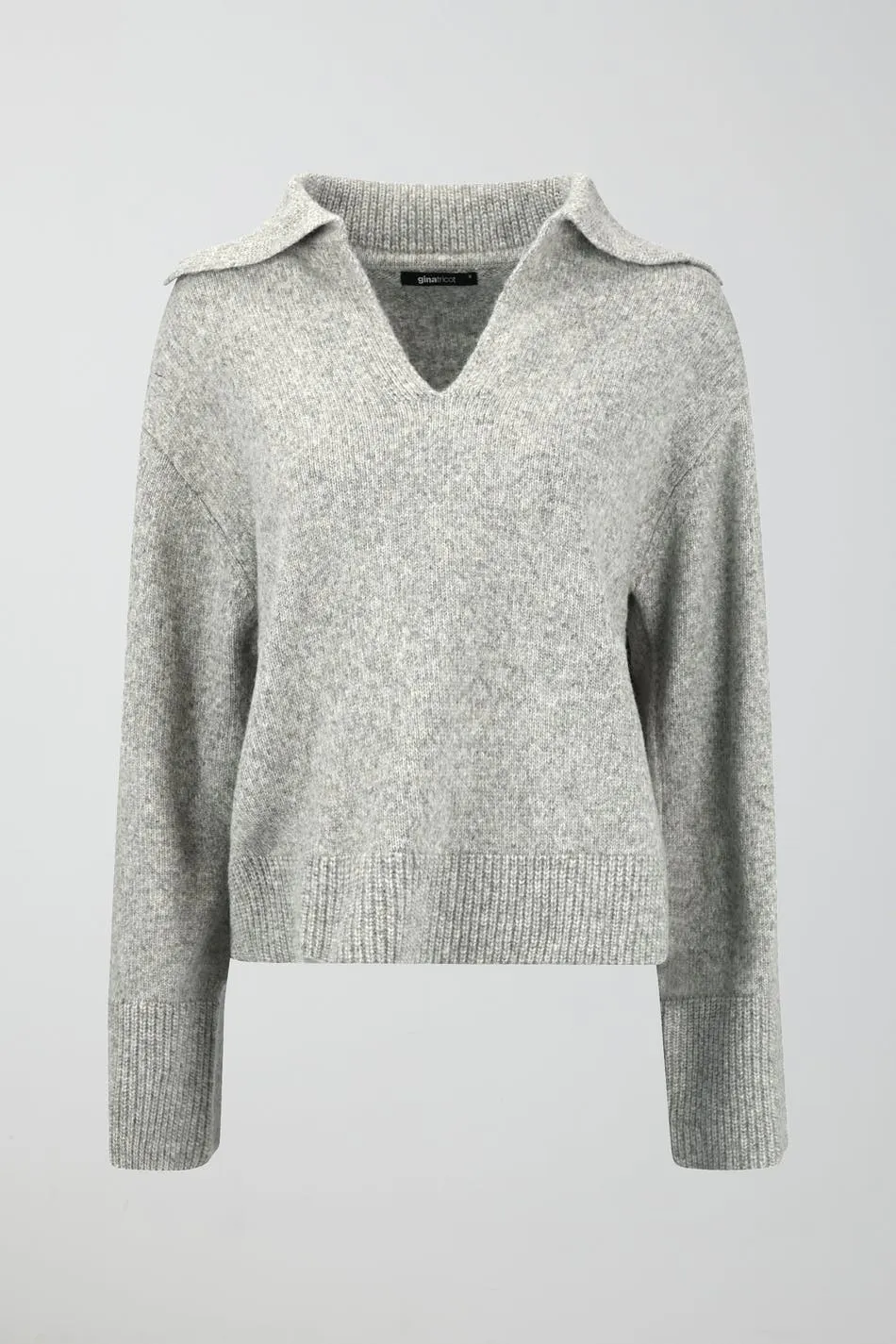 V-neck knitted sweater - Grey - Women - Gina Tricot