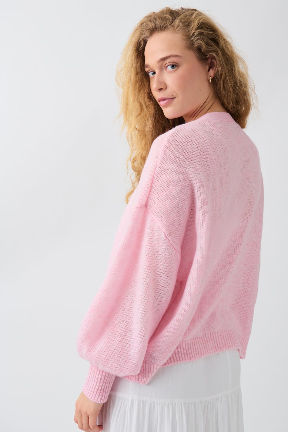 Treat Ürself shaggy knit cardigan（pink） Womens Open Front Cardigan Long Sleeve Shaggy Knit Cardigan