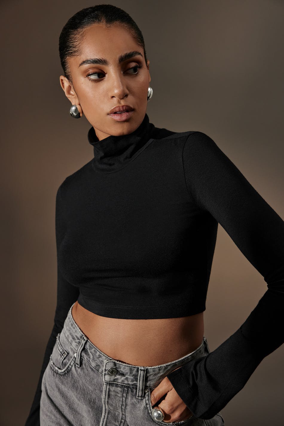 Crop Top Cropped Polo Neck Cropped Polo Top - Main Image