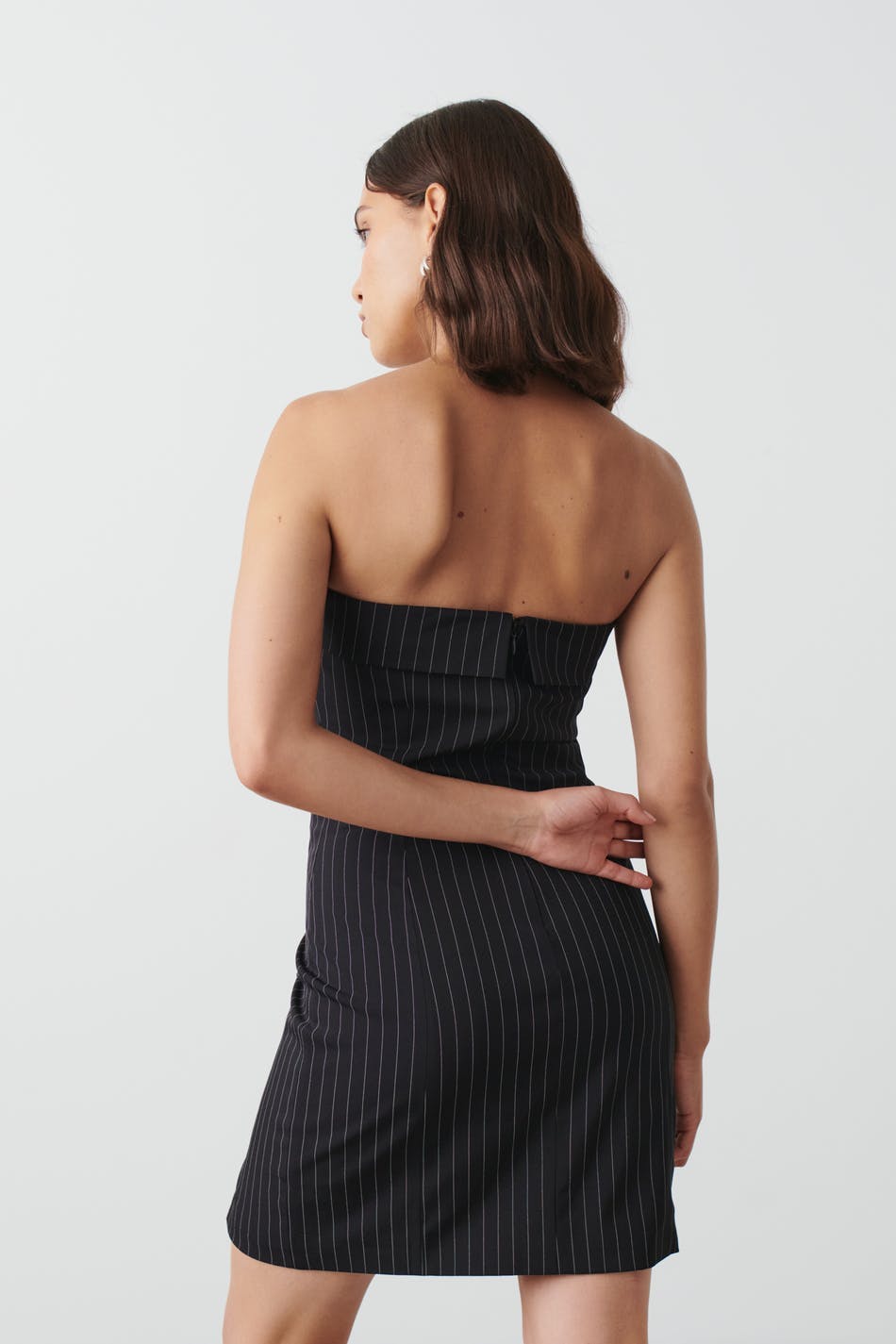 Pinstripe tube dress Black Women Gina Tricot