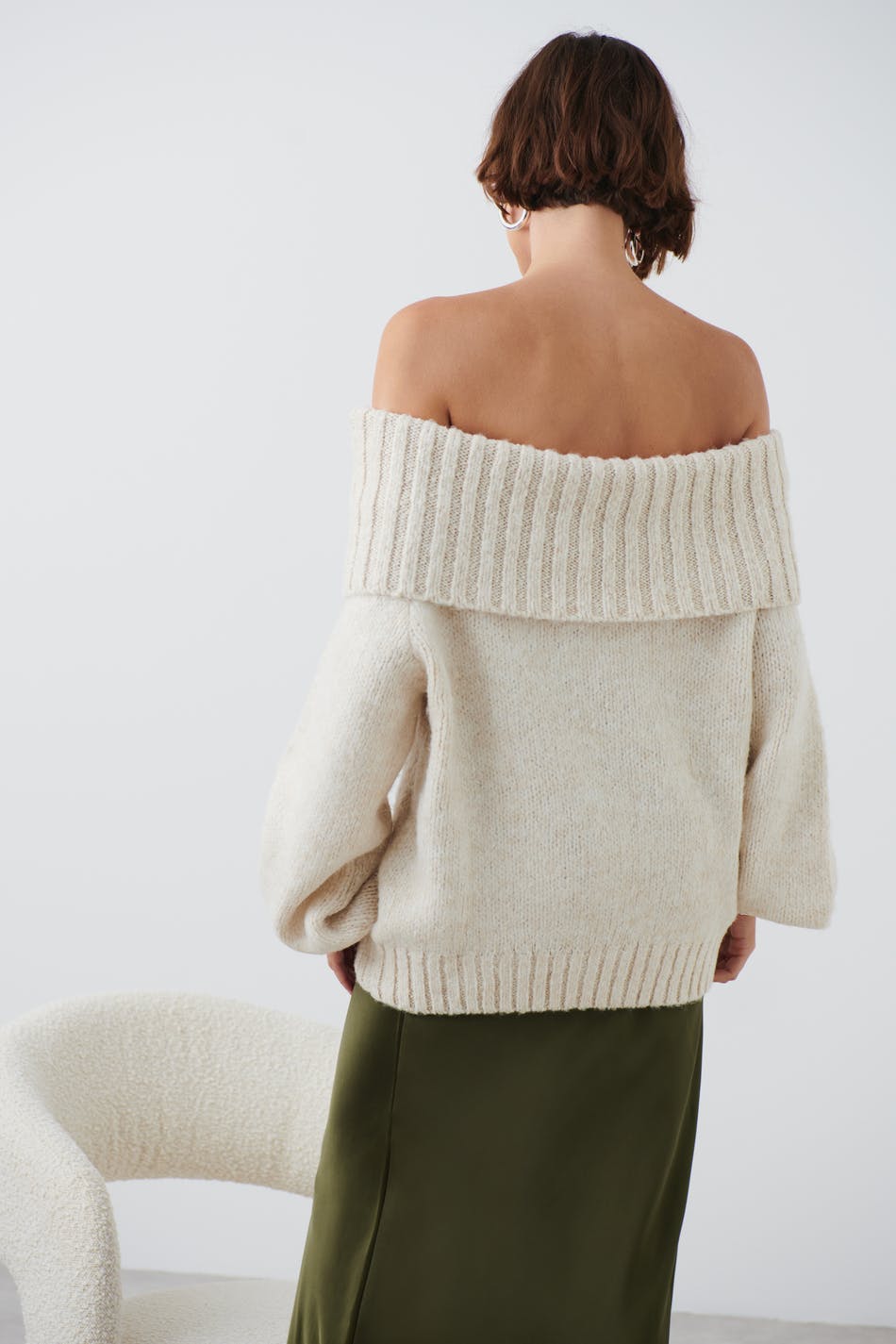 Shoulder Sweater White Fluffy Off The Shoulder Jumper Kaiia