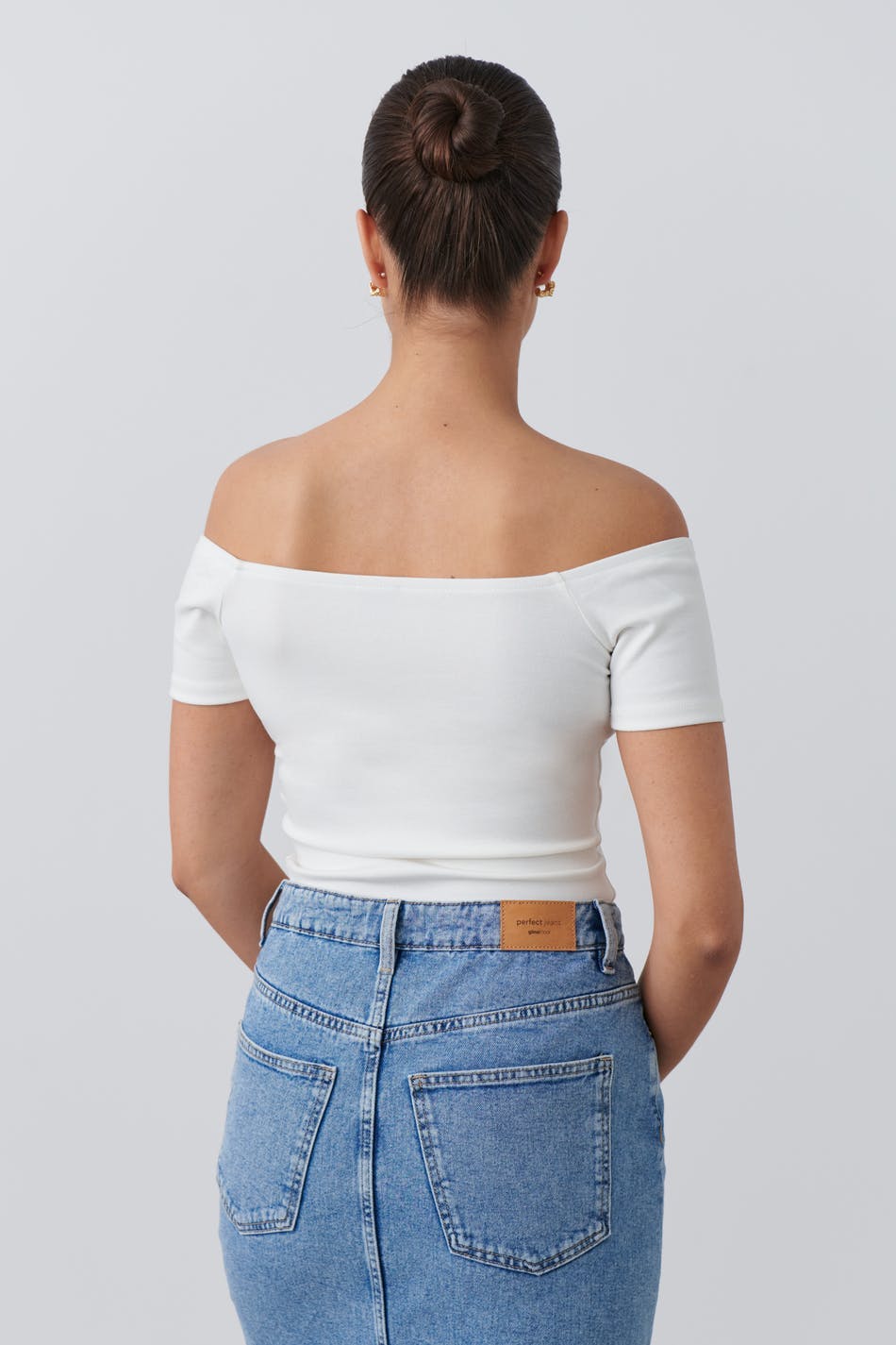 Rib off shoulder top - White - Women - Gina Tricot