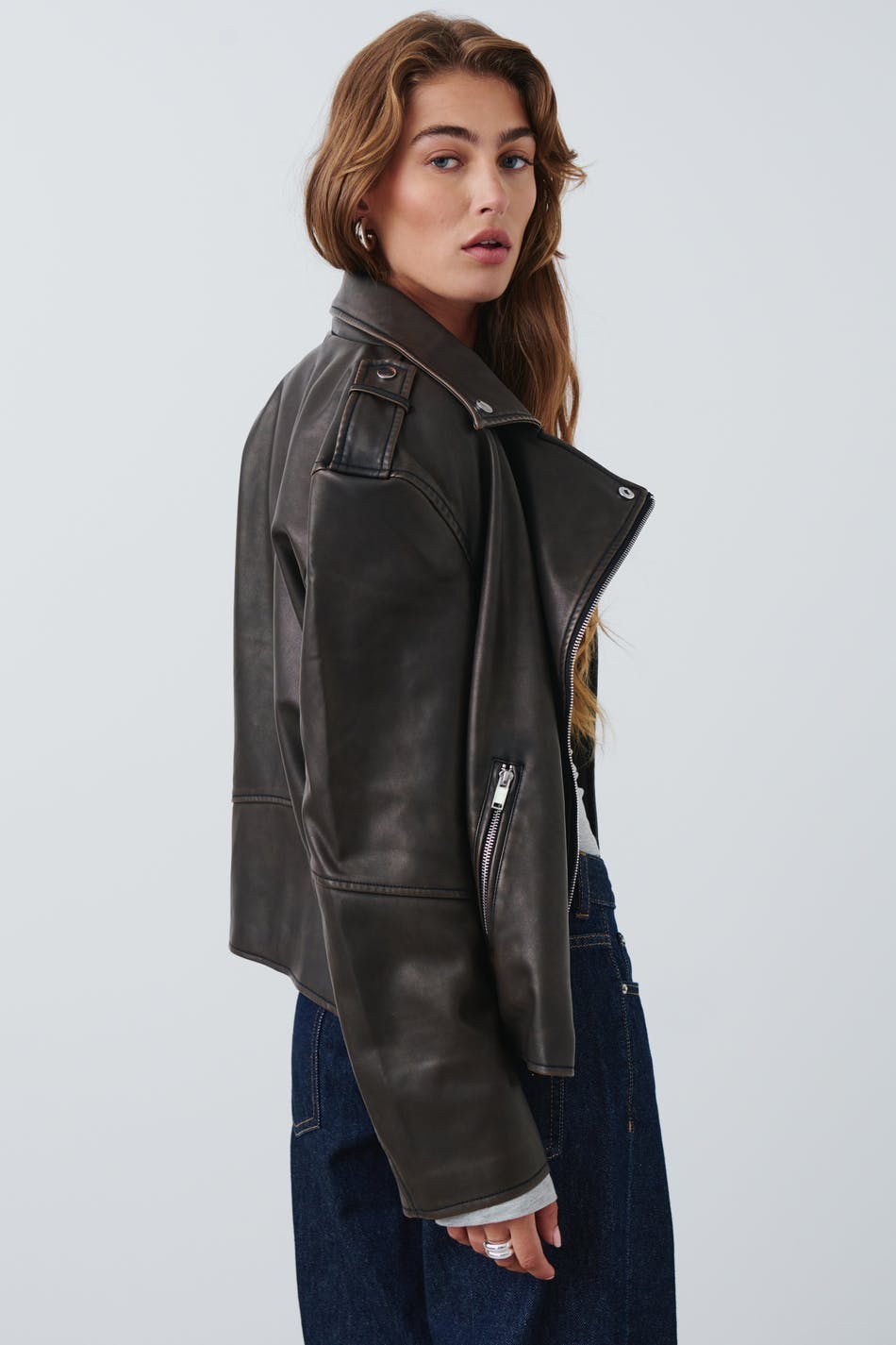 Pu Oversized Jacket Oversized Boxy Official PU Flight Bomber