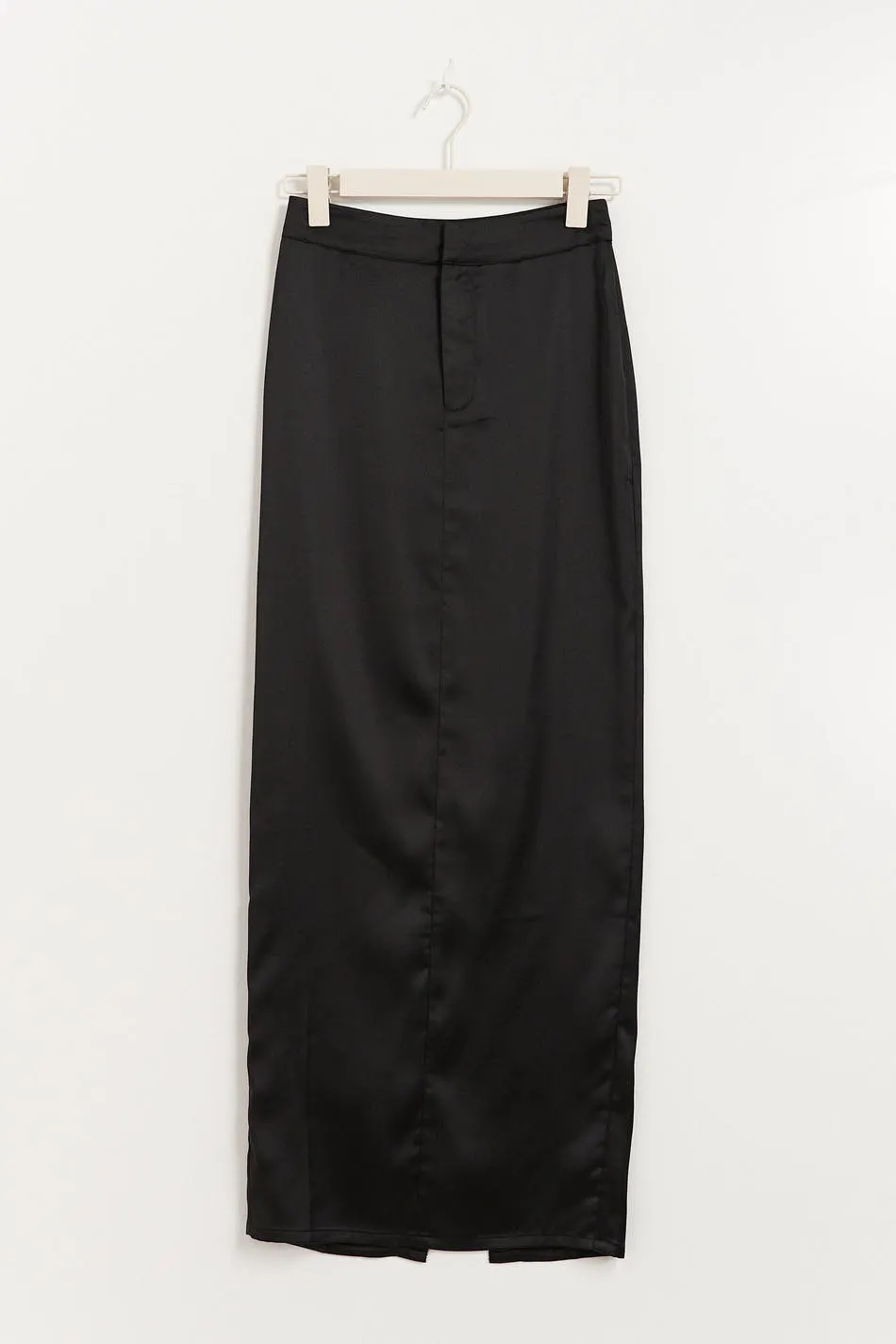 Satin pencil maxi skirt - Black - Women - Gina Tricot