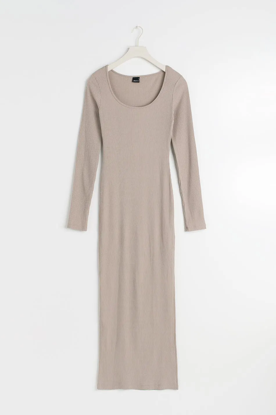 simplyjessica longsleeved ribbed dress Jessica Simpson Trendy Plus Size Jax Front-Slit - Auburn textured knit and flattering mid Penelope Dress | Black Ribbed