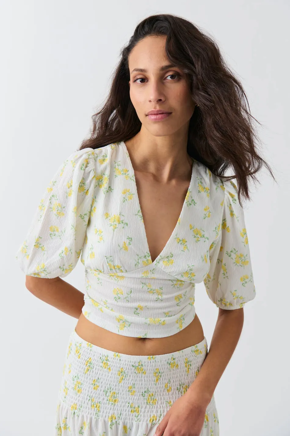Puff sleeve top - Yellow - Women - Gina Tricot