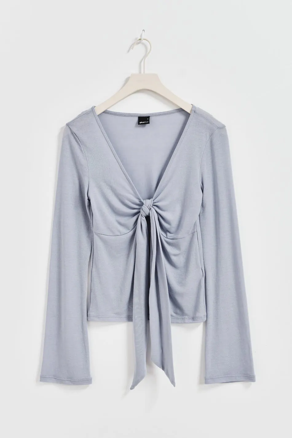 Tie front long sleeve top