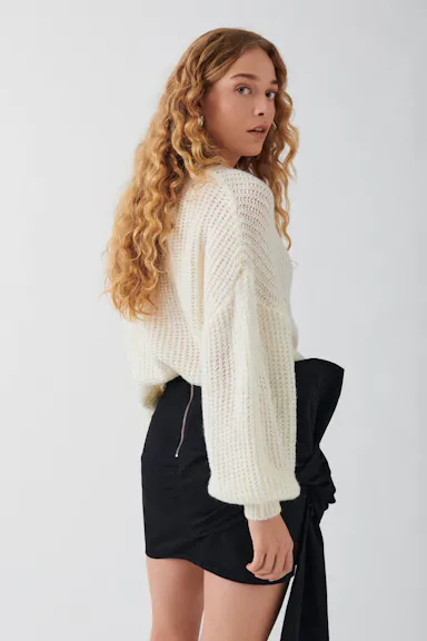 Bow Denim Skirt-Stretchy main image 0