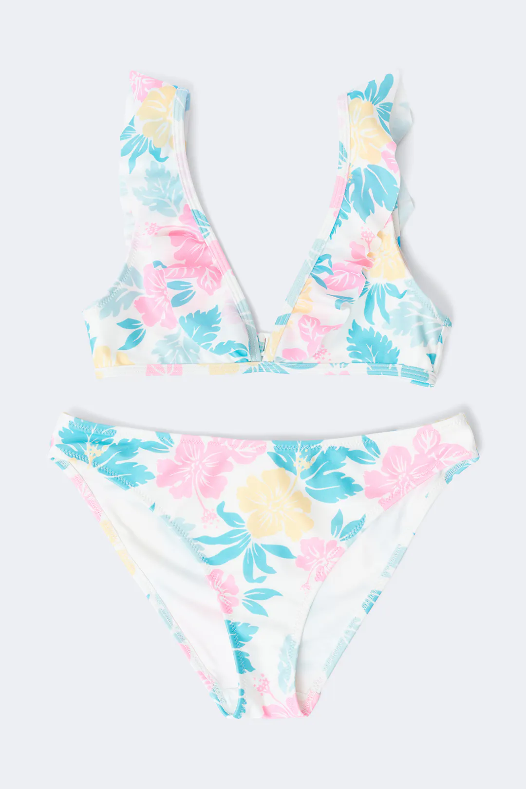 Gina Tricot - Y kiana frill bikini set - badkleding voor meisjes 9–14 jaar - Blauw - 146/152 - Meisje