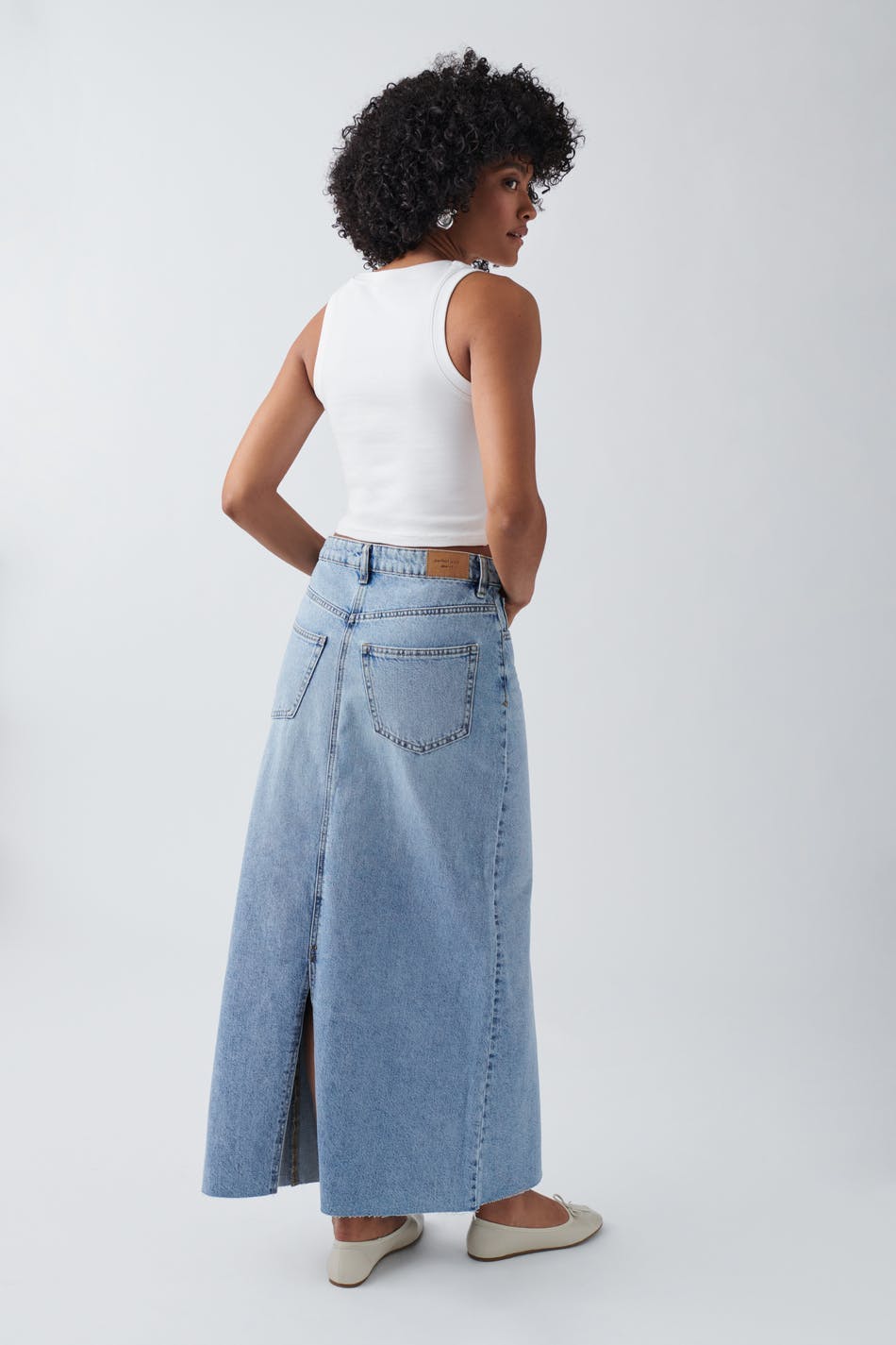 Vintage long denim skirt - Blå - Dame - Gina Tricot
