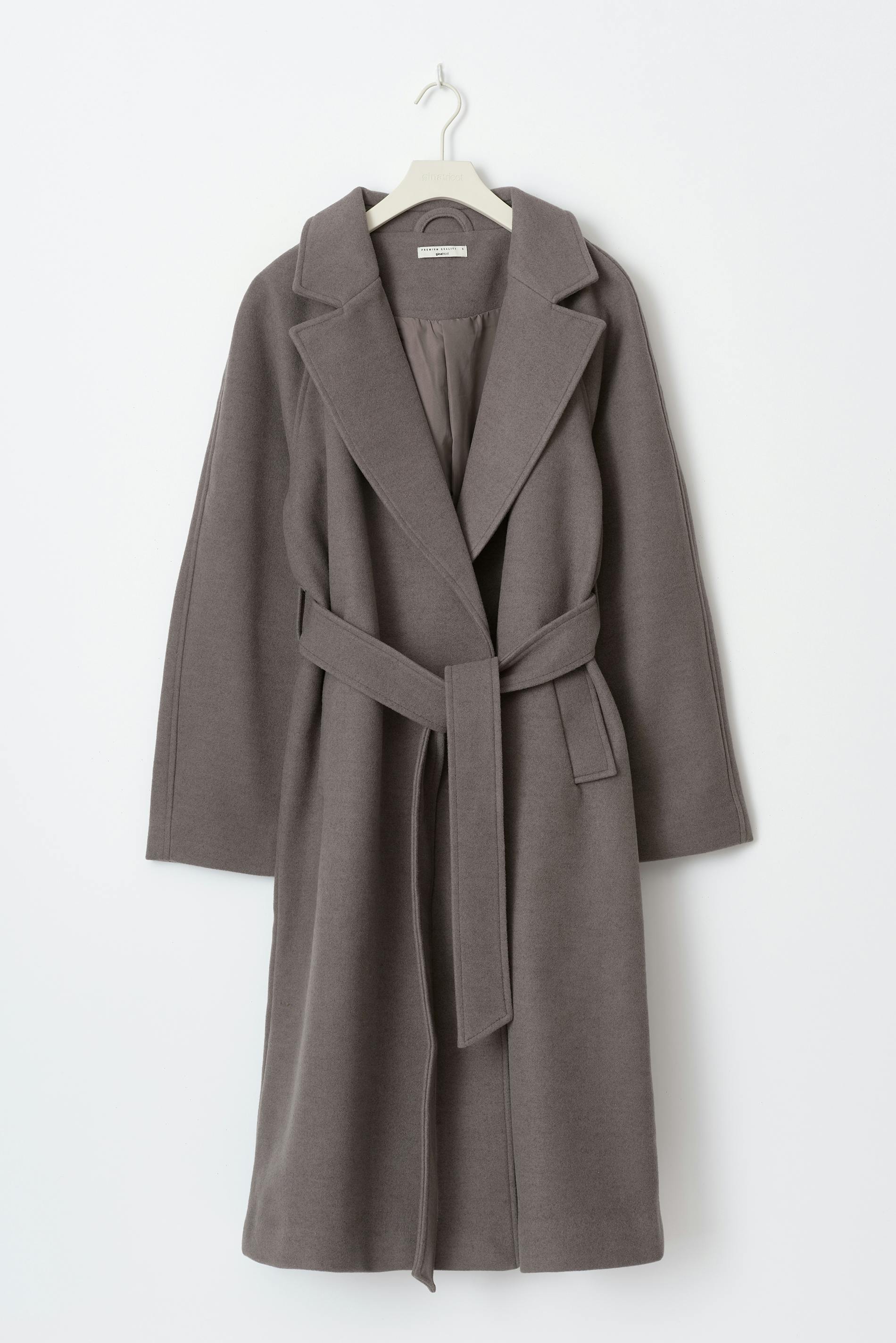 00’s Belted long coat belted long coat - Beige - Women - Gina Tricot