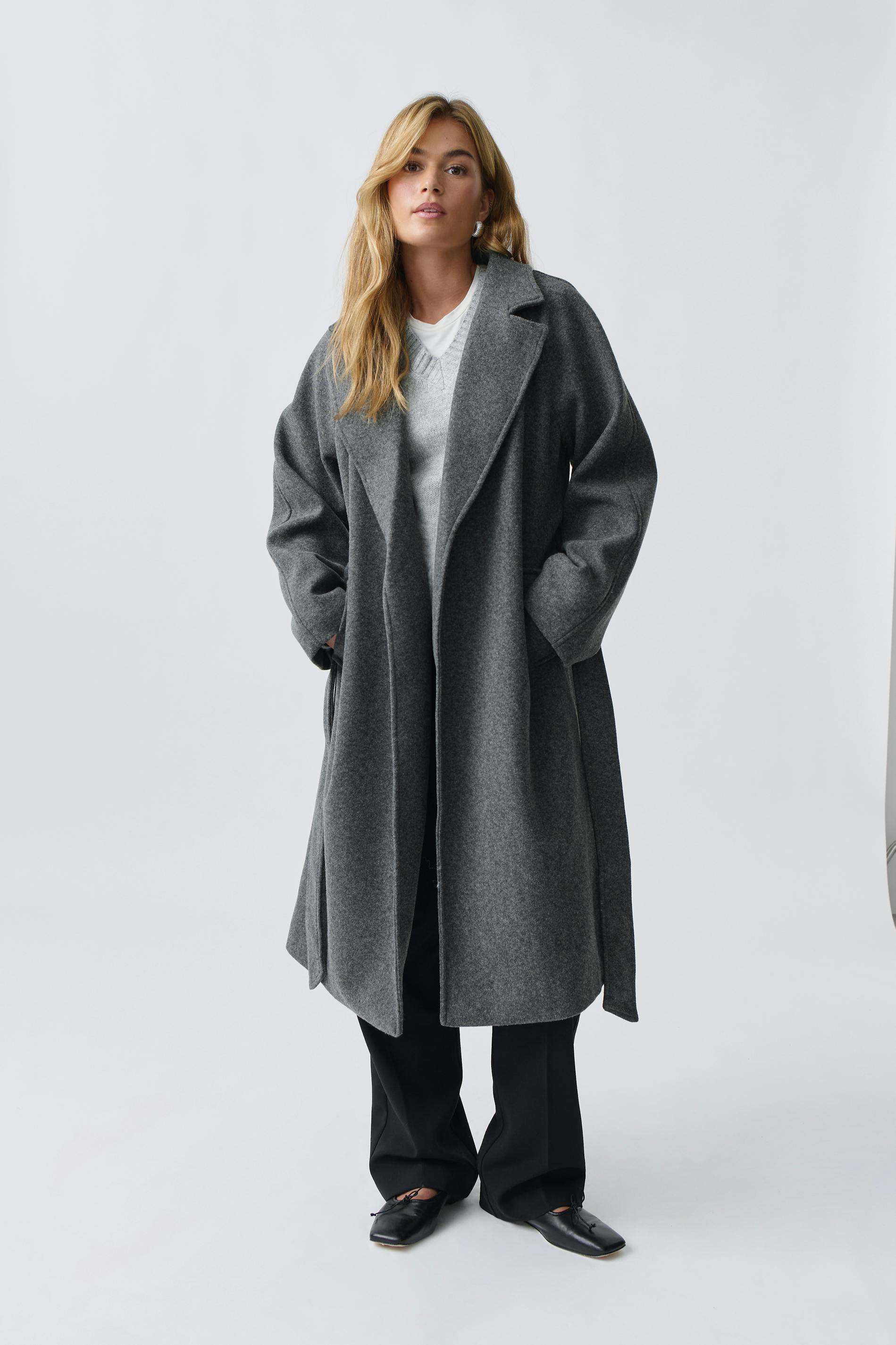 Belted long coat