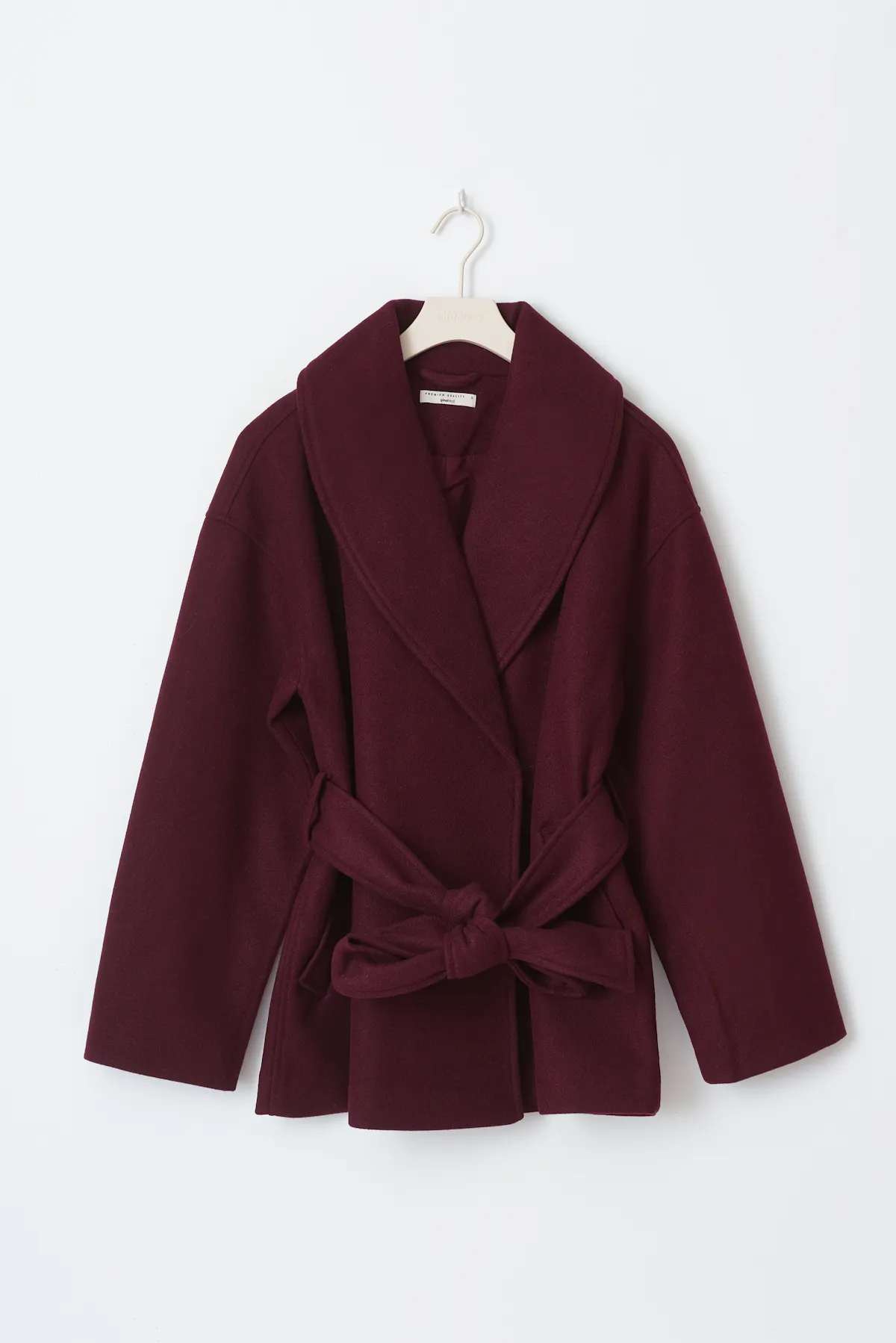 Shawl collar short coat - Red - Women - Gina Tricot