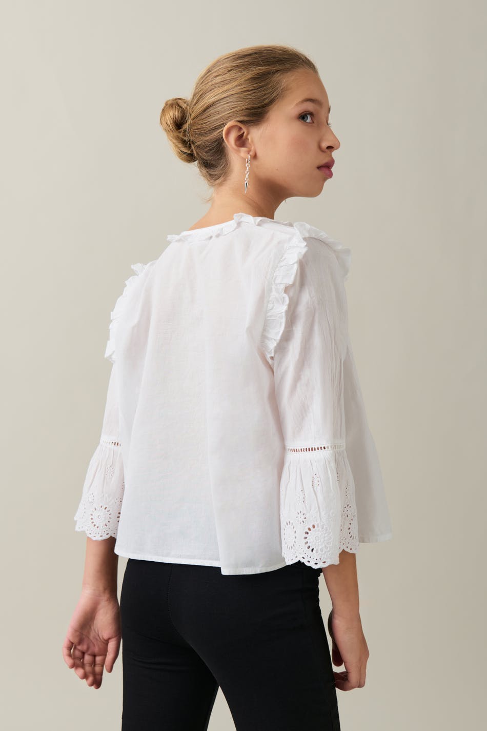 y frill sleeve blouse White Gina Tricot