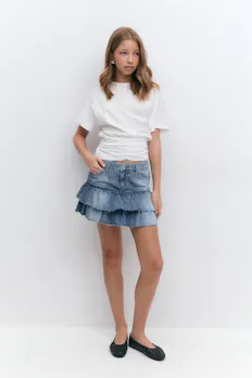 Y Denim Frill Skirt
