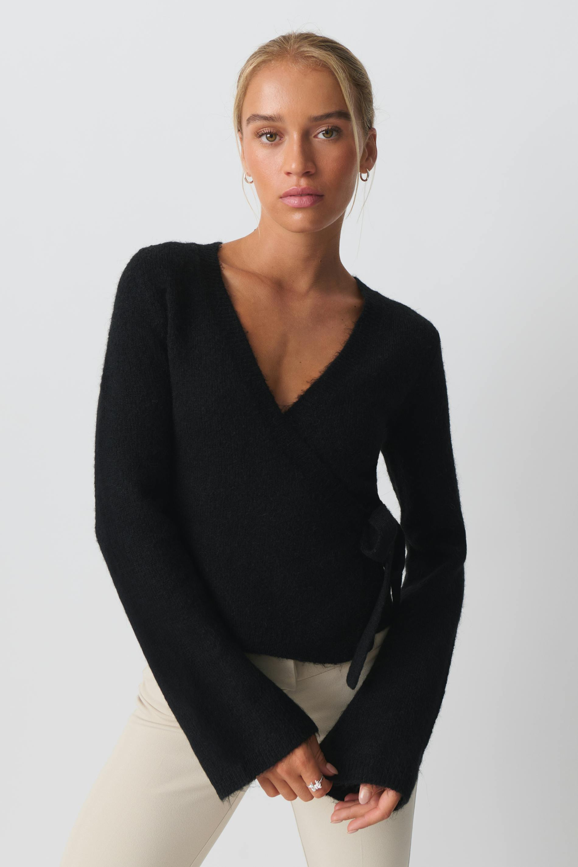 Black wrap cardigan best sale