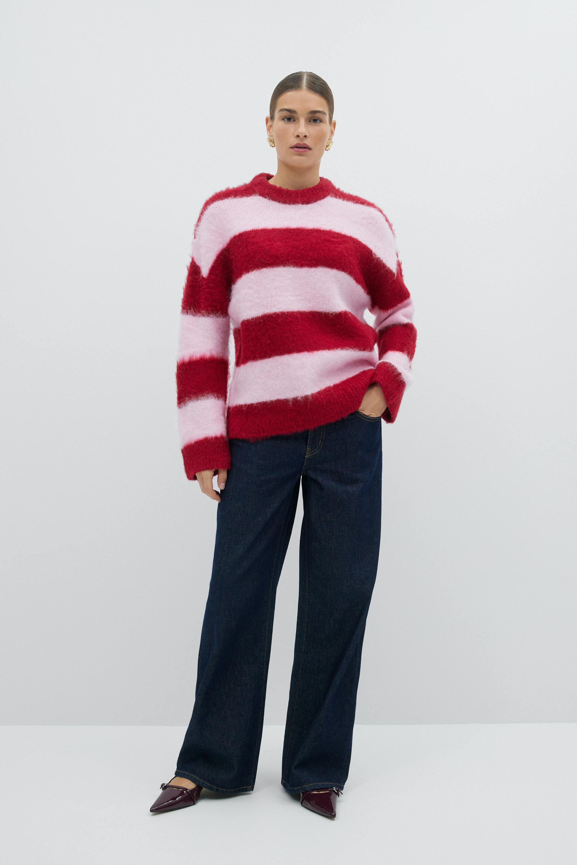 Gestreifter Pullover Roter Pulli Rot Pink Pullover Rot GrÃ¼n