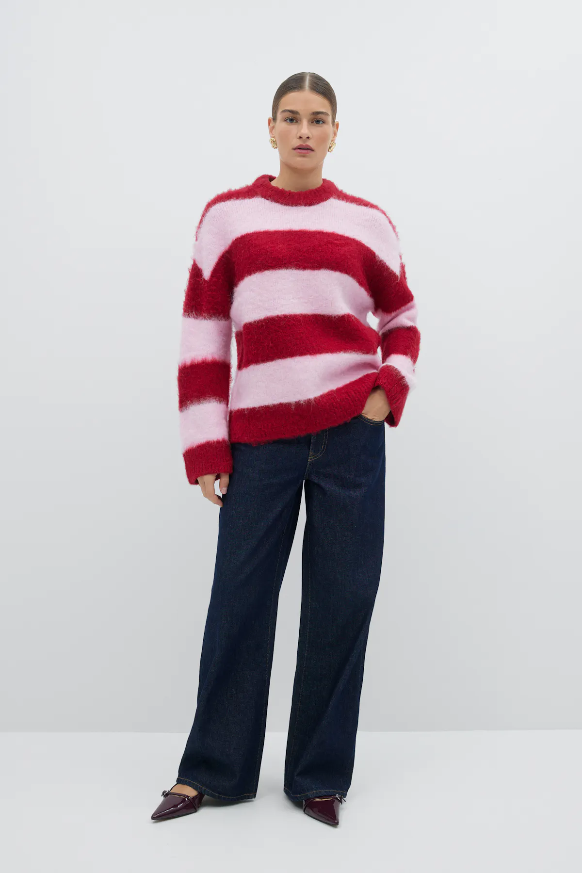 Leonie Knit Sweater - Red/Pink Stripe
