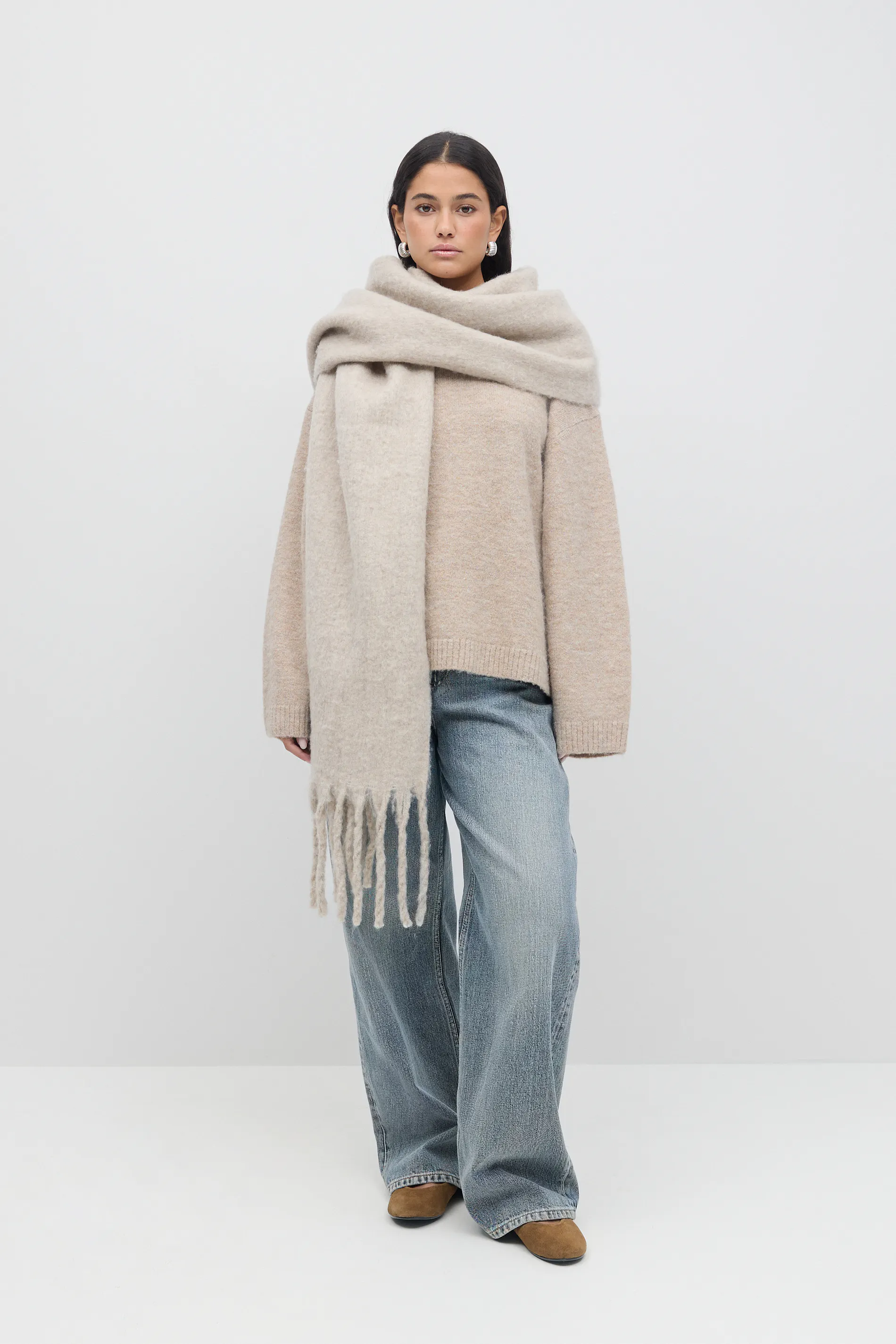 Gina Tricot - Soft chunky scarf - Sjaals - Beige - ONESIZE - Dames