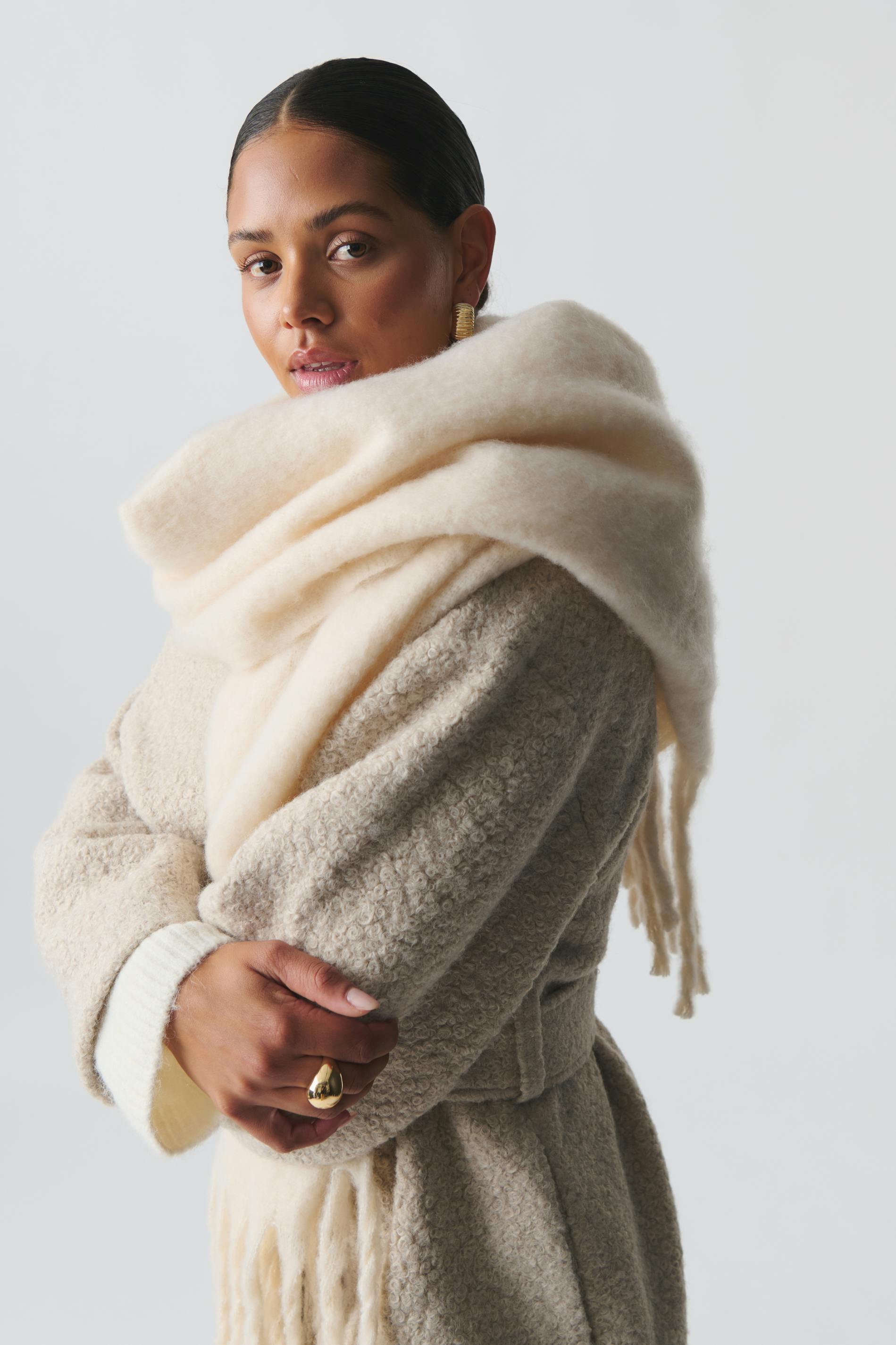 Gina Tricot - Soft chunky scarf - Tørklæder og halstørklæder - Hvid - ONESIZE - Dame