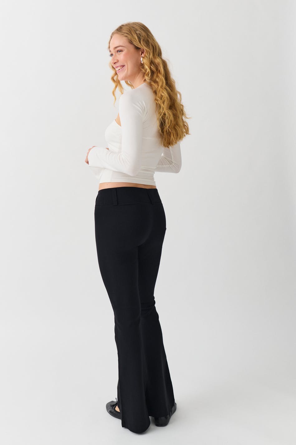 low rise bootcut trousers Black Women Gina Tricot