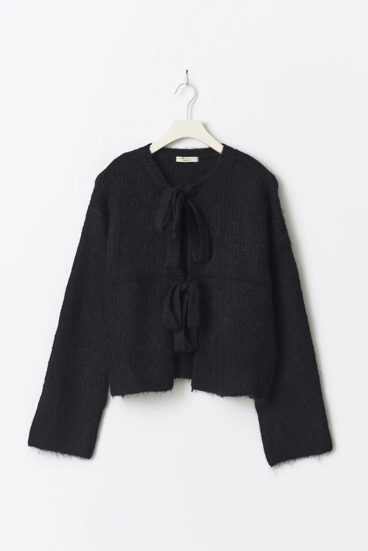 Knitted tie cardigan - Black - Women - Gina Tricot