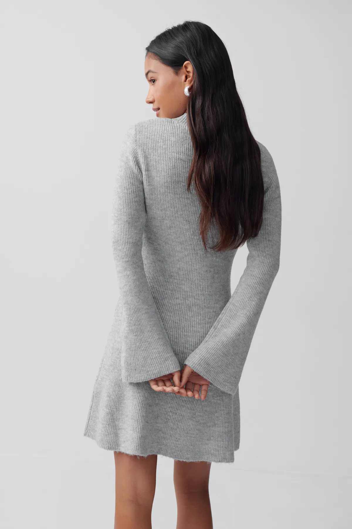 knee length dresses for ladies Beige A-Line Knitted Dress