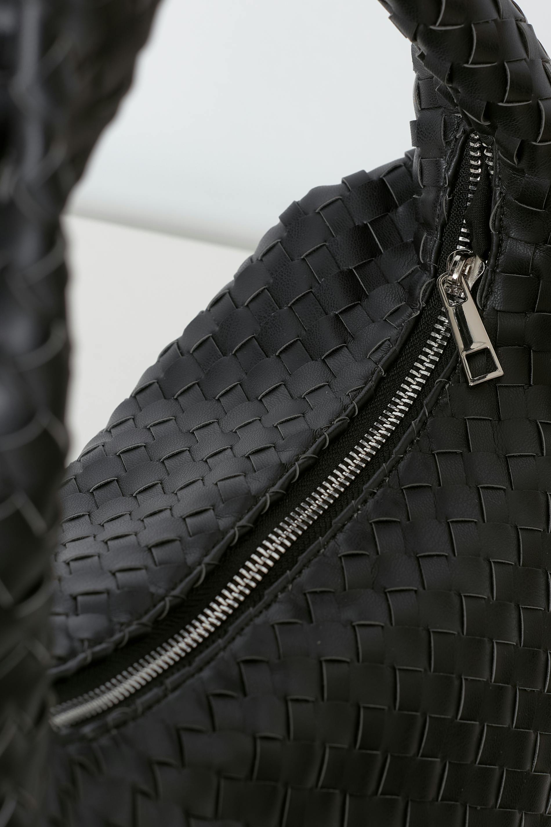 Geflochtene Shopper Tasche Geflochten Schwarz Braided Shoulder Bag