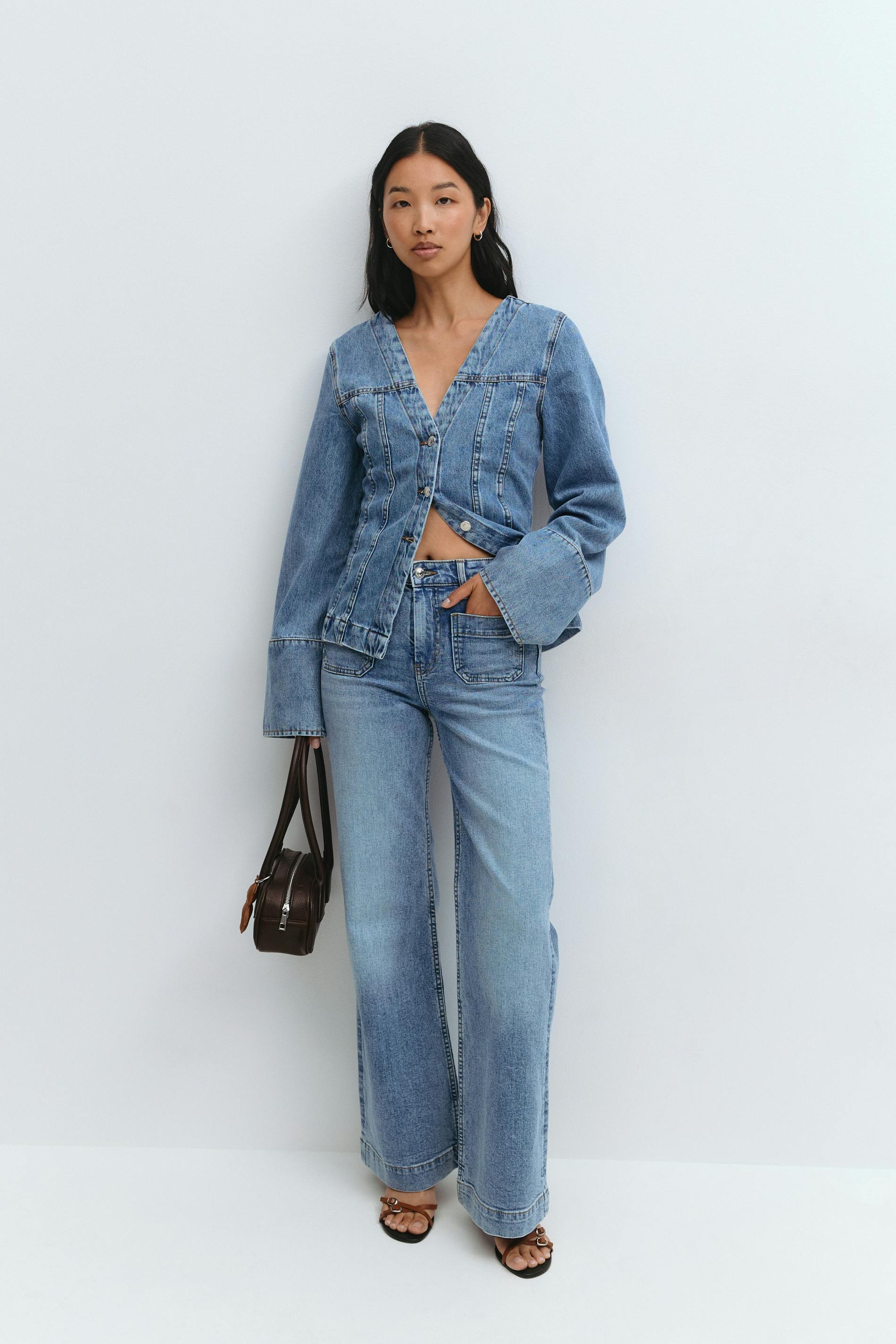 Gina Tricot - Front pocket flare jeans - jeans flare & bootcut - Bleu - 34 - Femme