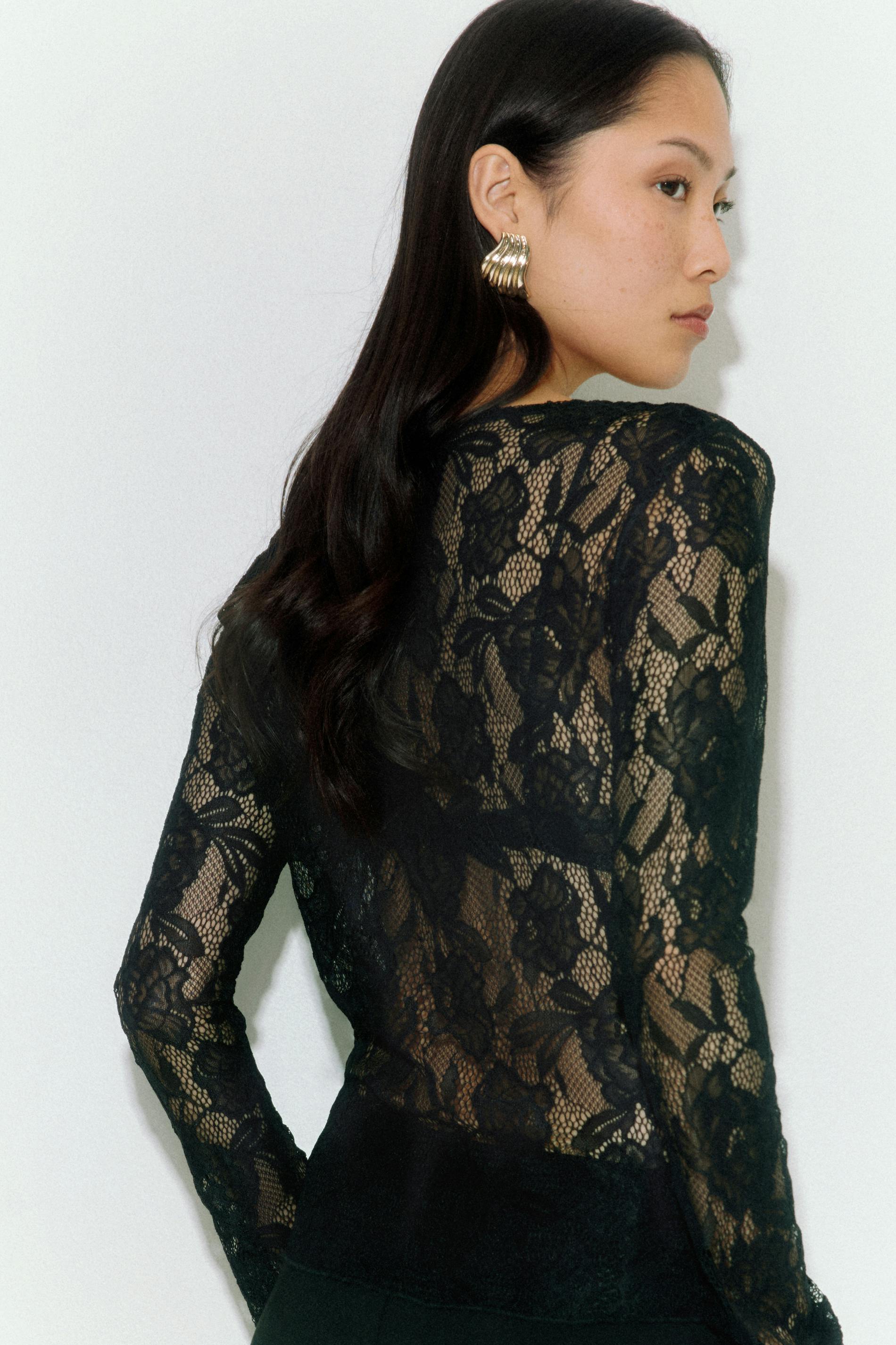 Lace top - Black - Women - Gina Tricot