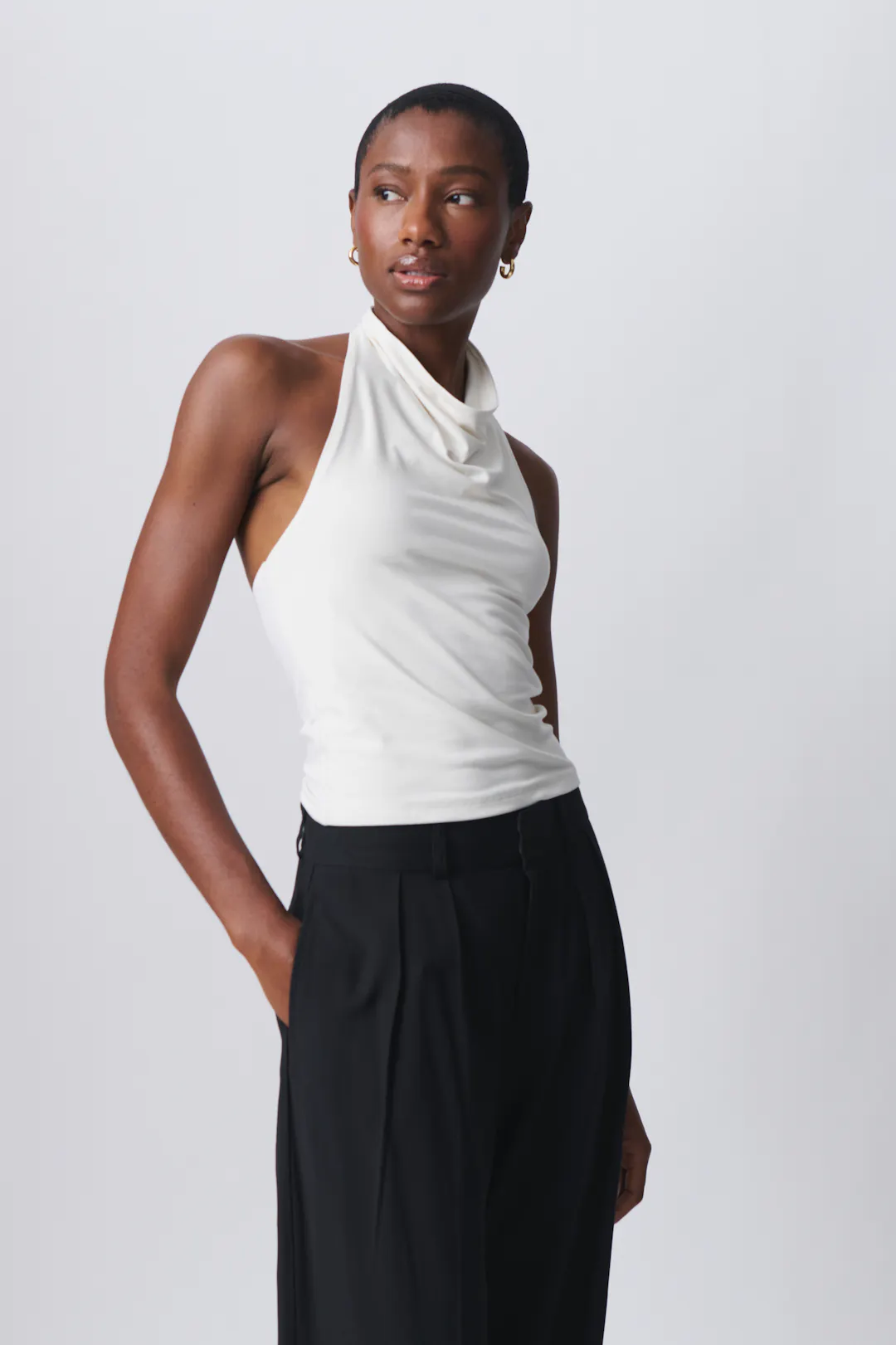 Soft touch halterneck top - White - Women - Gina Tricot
