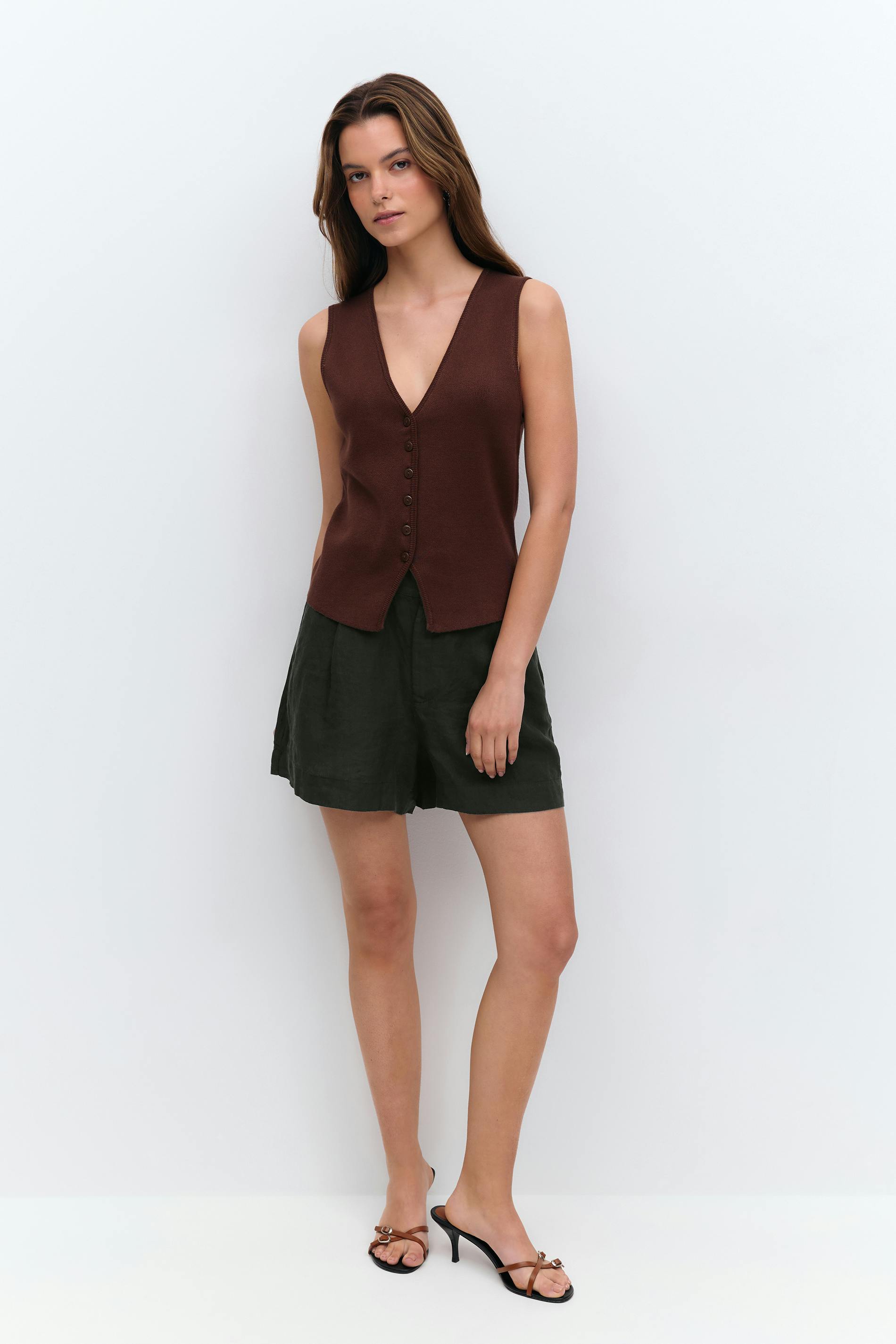 Gina Tricot - Linen shorts - linshorts - Svart - XS - Dame
