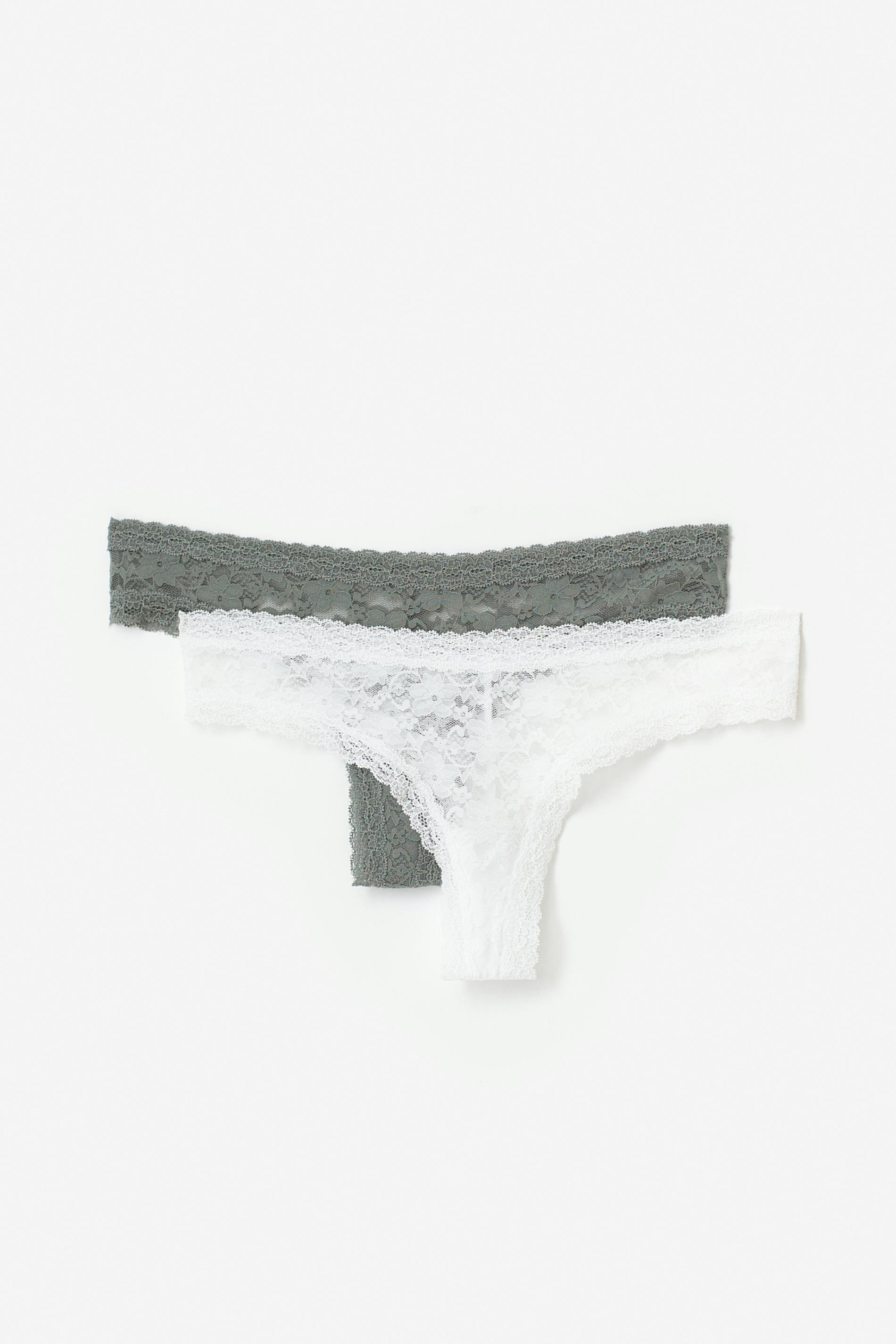 Gina Tricot - 2-pack lace brazilian - alushousut 2-pack - Valkoinen - S - Naiset