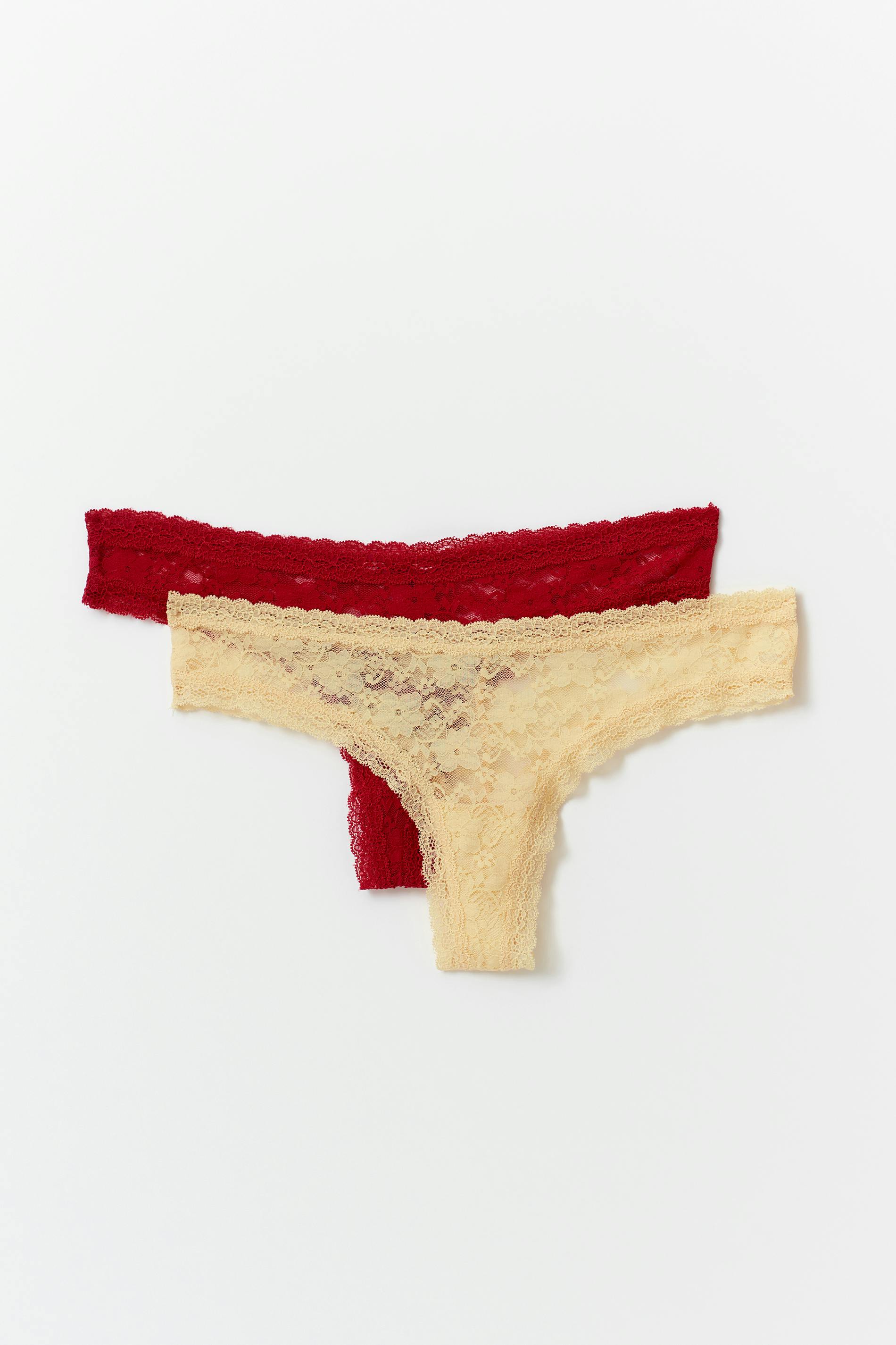 Gina Tricot - 2-pack lace brazilian - alushousut 2-pack - Keltainen - XL - Naiset