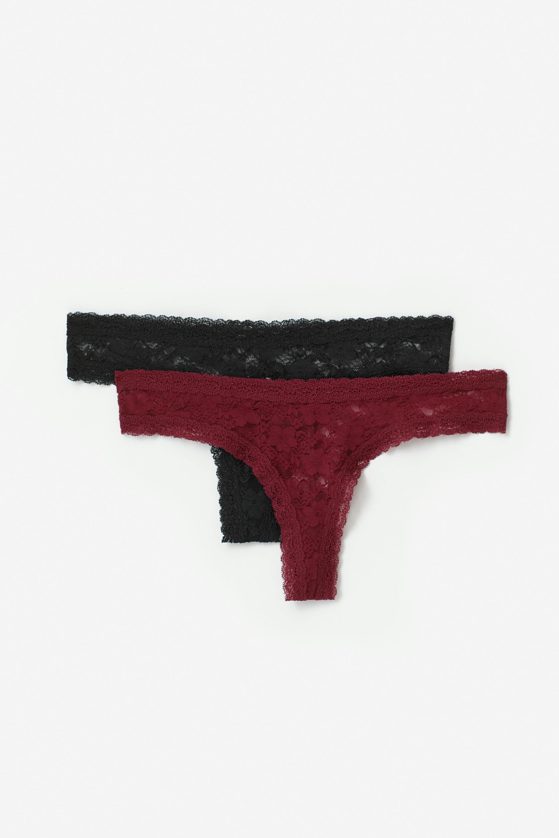 Gina Tricot - 2-pack lace brazilian - alushousut 2-pack - Musta - XS - Naiset